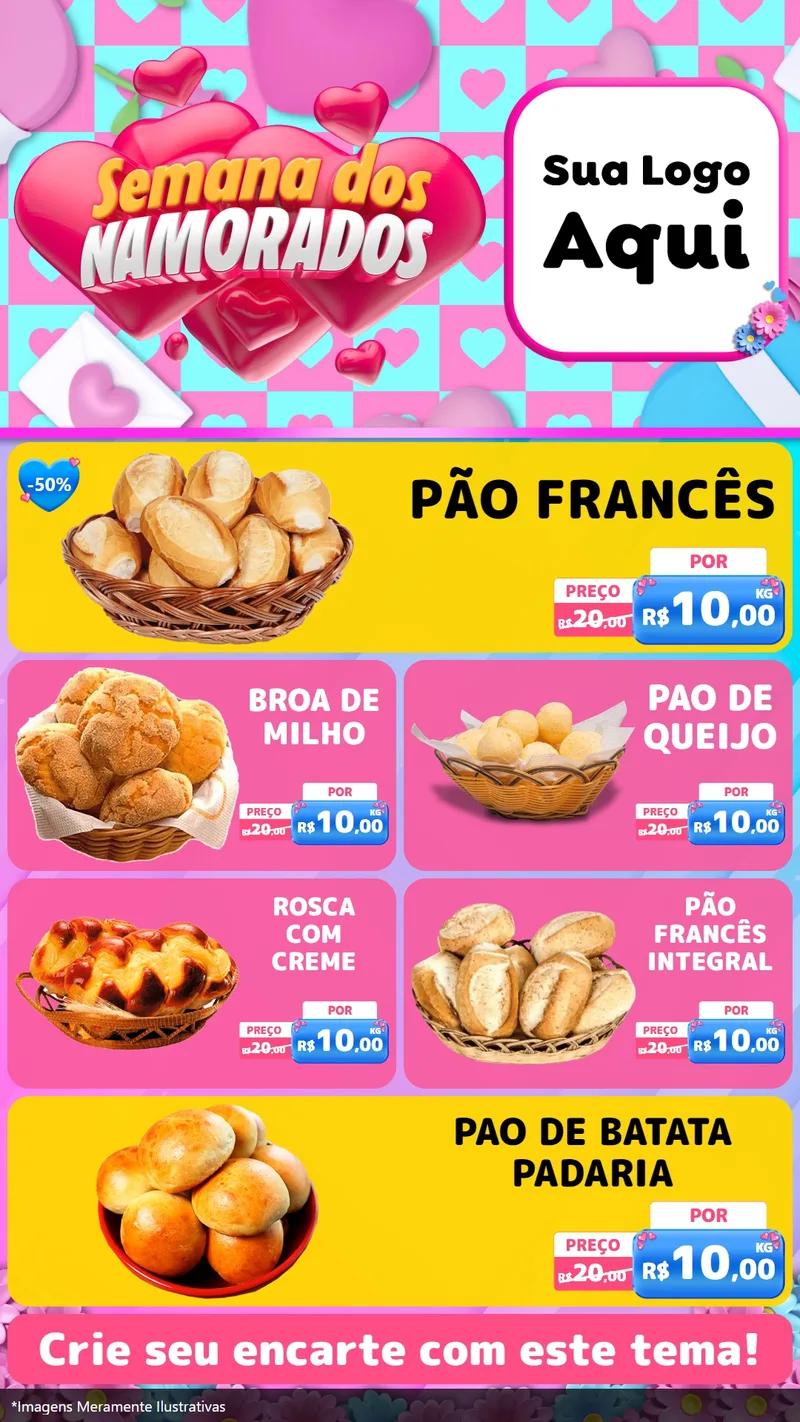 Modelo de TV para TV Vertical com o tema Semana dos Namorados para Padaria