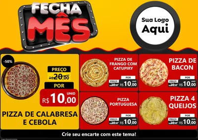 Modelo de Encarte para Encarte A4 Horizontal com o tema Fecha Mês para Pizzaria