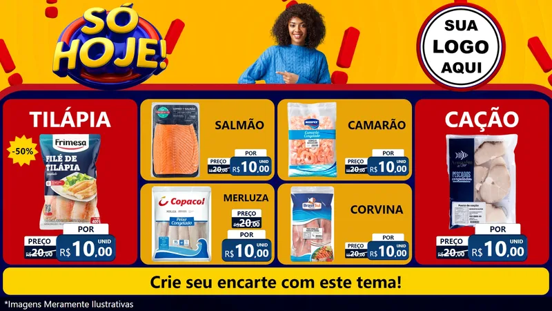 Modelo de TV para TV Horizontal com o tema Só Hoje! para Peixaria