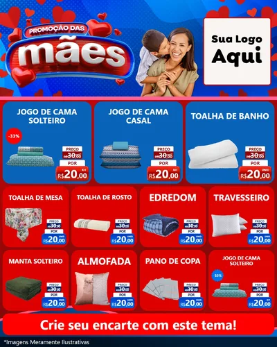 Modelo de Rede Social para Feed Instagram com o tema Promoção das Mães para Cama, Mesa e Banho