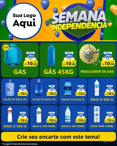 Modelo de Rede Social para Feed Instagram com o tema Semana da Independência para Água e gás