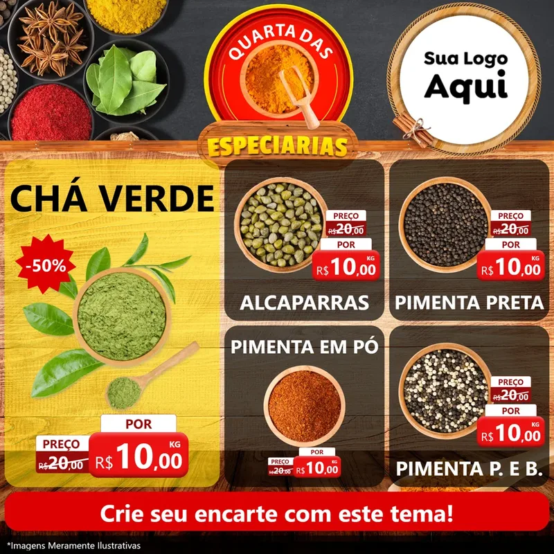 Modelo de Rede Social para Feed Facebook com o tema Quarta das Especiarias para Produtos Naturais