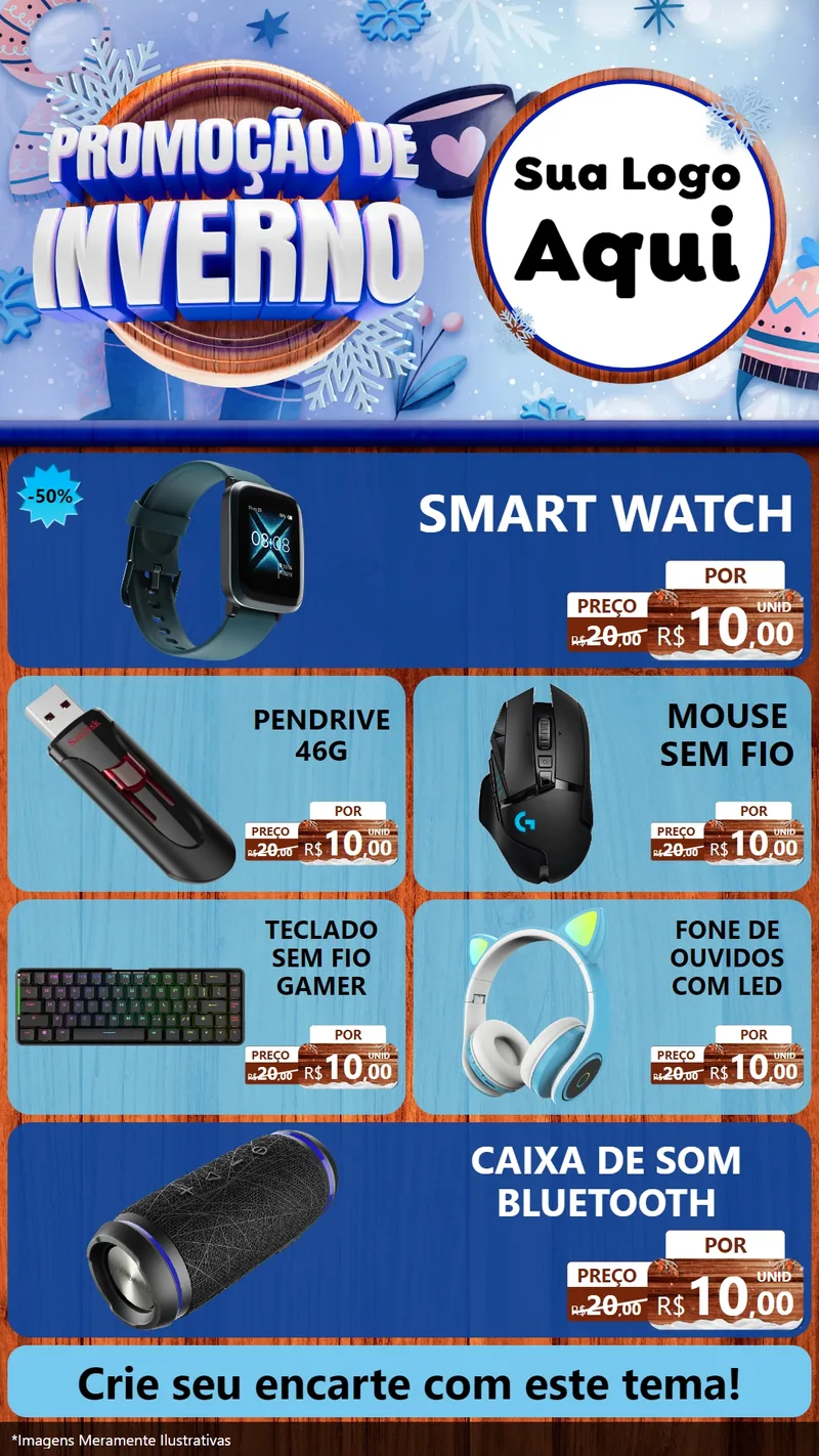 Modelo de TV para TV Vertical com o tema Promoção de Inverno para Informática