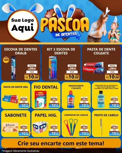 Modelo de Rede Social para Feed Instagram com o tema Páscoa de Ofertas para Higiene Pessoal