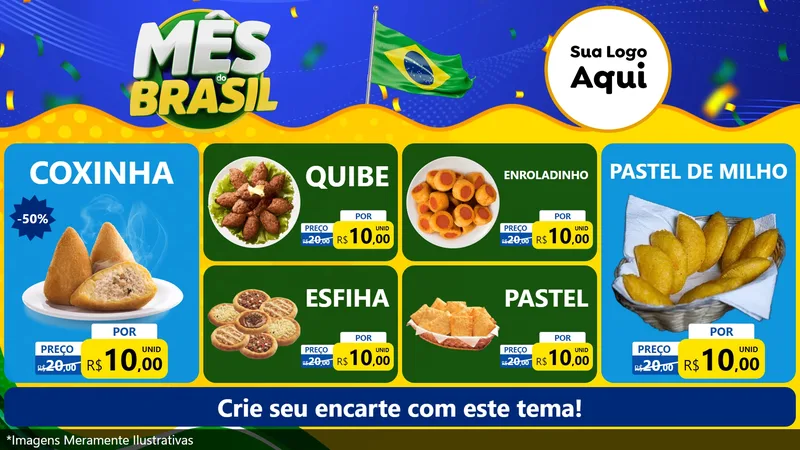 Modelo de TV para TV Horizontal com o tema Mês do Brasil para Salgadaria