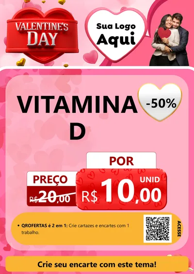Modelo de Cartaz para Cartaz A4 Vertical com o tema Valentine's Day para Farmácia