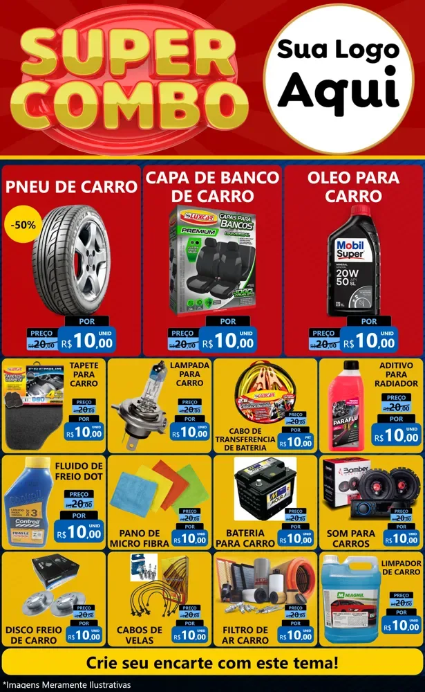 Modelo de Encarte para Encarte Grande com o tema Super Combo para Auto peças