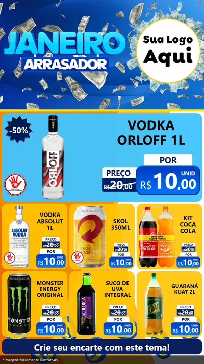 Modelo de Rede Social para Stories com o tema Janeiro Arrasador para Distribuidora de bebidas