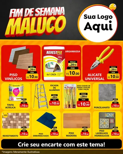 Modelo de Rede Social para Feed Instagram com o tema Final de Semana Maluco para Material para Construção