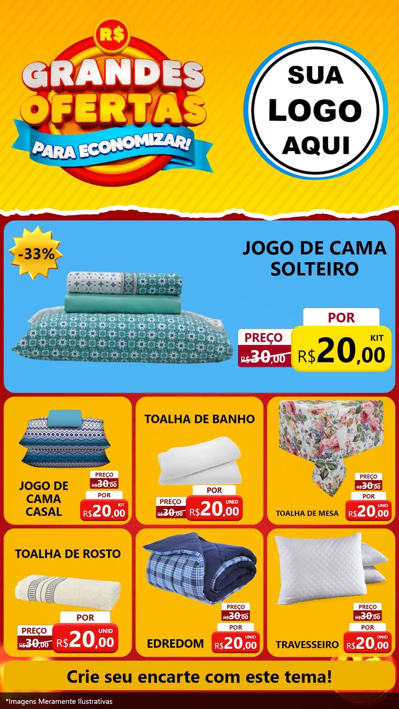 Modelo de Rede Social para Stories com o tema Grandes Ofertas Para Economizar! para Cama, Mesa e Banho