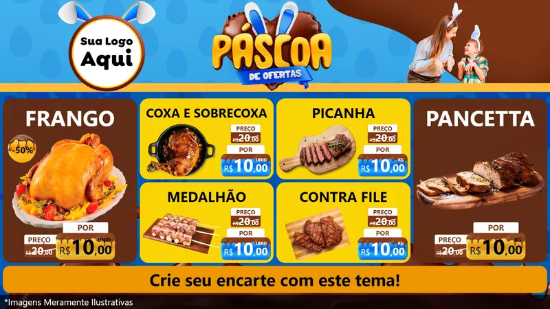 Modelo de TV para TV Horizontal com o tema Páscoa de Ofertas para Assados