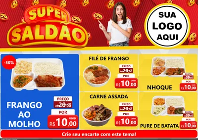 Modelo de Encarte para Encarte A4 Horizontal com o tema Super Saldão para Restaurante