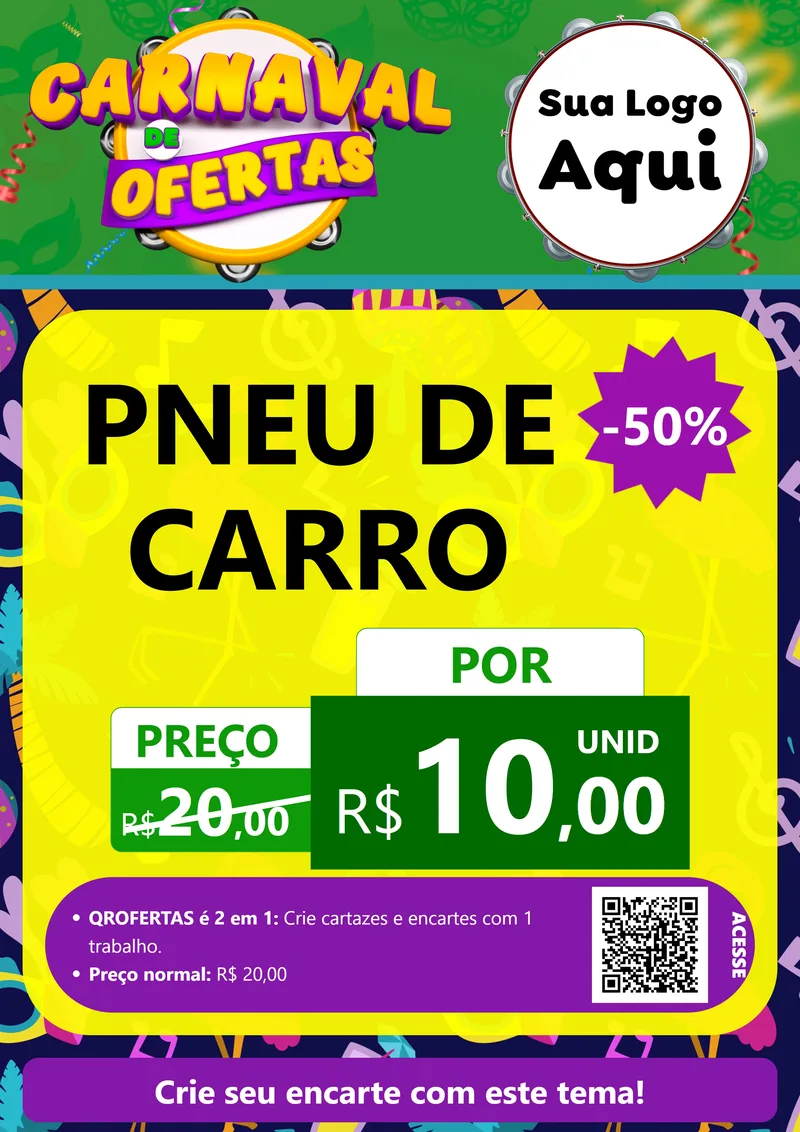 Modelo de Cartaz para Cartaz A4 Vertical com o tema Carnaval de Ofertas para Auto peças
