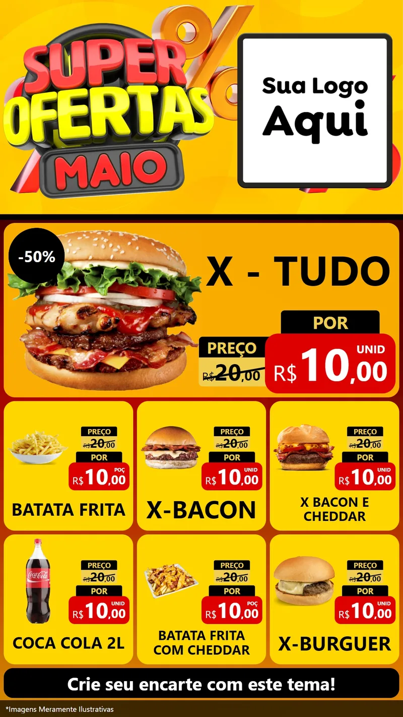 Modelo de Rede Social para Stories com o tema Super Ofertas Maio para Hamburgueria