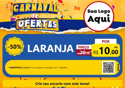 Modelo de Cartaz para Cartaz A4 Horizontal com o tema Carnaval de Ofertas para Hortifrúti