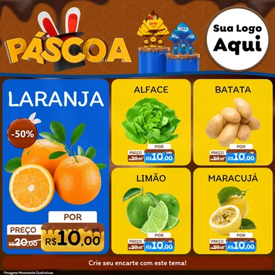 Modelo de Rede Social para Feed Facebook com o tema Páscoa para Hortifrúti