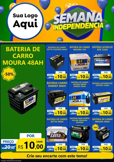 Modelo de Encarte para Encarte A4 Vertical com o tema Semana da Independência para Baterias Elétricas