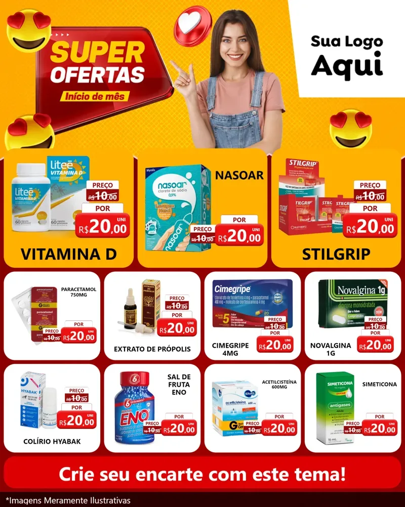 Modelo de Rede Social para Feed Instagram com o tema Super Ofertas Inicio De mês para Farmácia