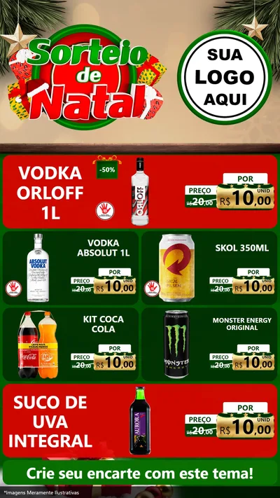 Modelo de TV para TV Vertical com o tema Sorteio de Natal para Distribuidora de bebidas