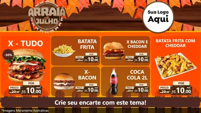 Modelo de TV para TV Horizontal com o tema Arraiá de Julho - Junina para Hamburgueria