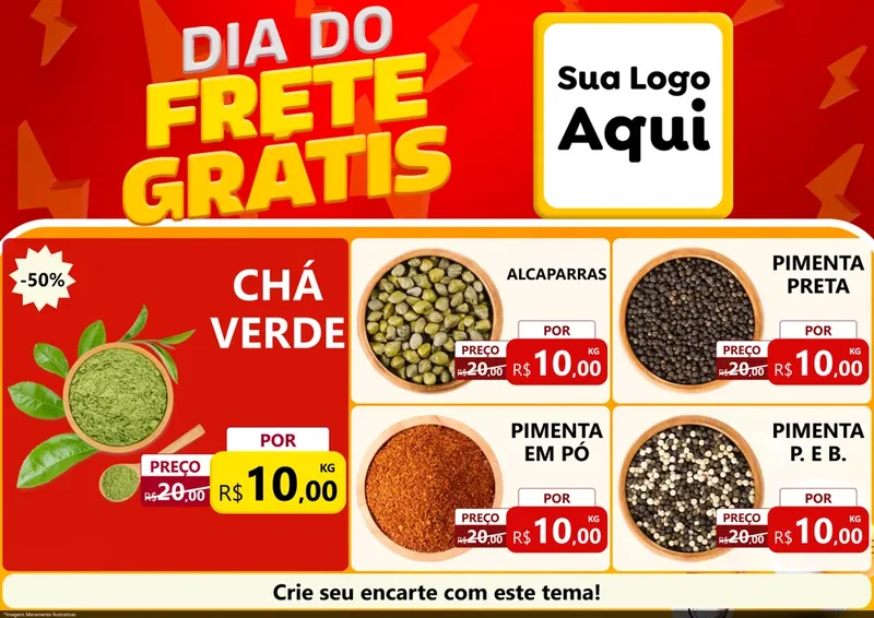 Modelo de Encarte para Encarte A4 Horizontal com o tema Dia do Frete Grátis para Produtos Naturais