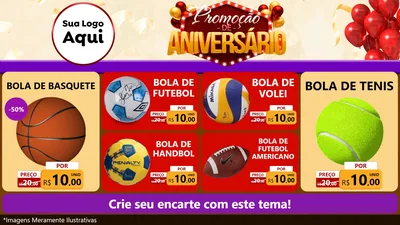Modelo de TV para TV Horizontal com o tema Promoção de Aniversário para Artigos Esportivos