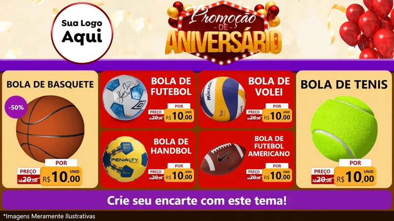 Modelo de TV para TV Horizontal com o tema Promoção de Aniversário para Artigos Esportivos