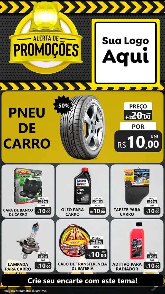 Modelo de Rede Social para Stories com o tema Alerta de Promoções para Auto peças