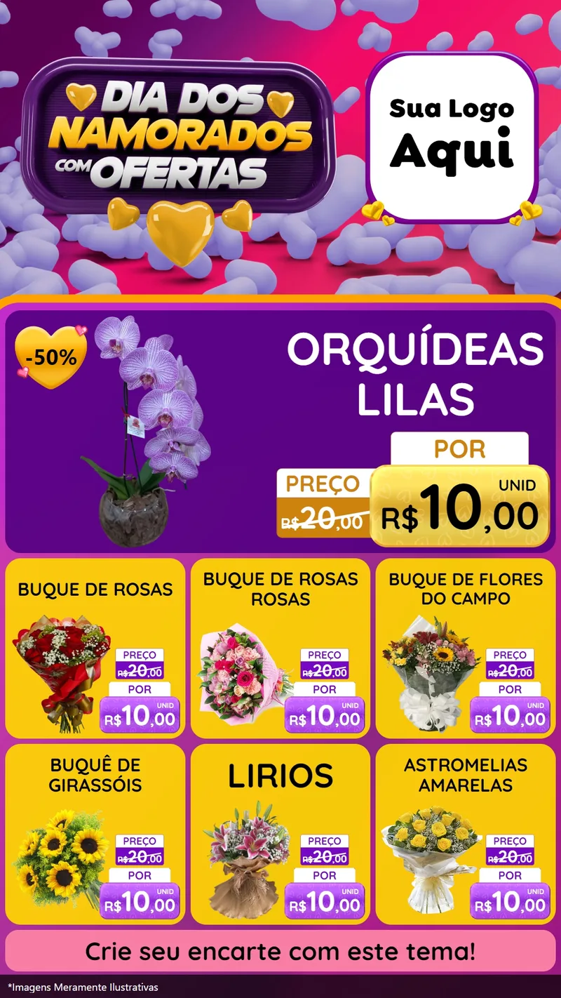 Modelo de Rede Social para Stories com o tema Dia Dos Namorados Com Ofertas para Floricultura e jardim