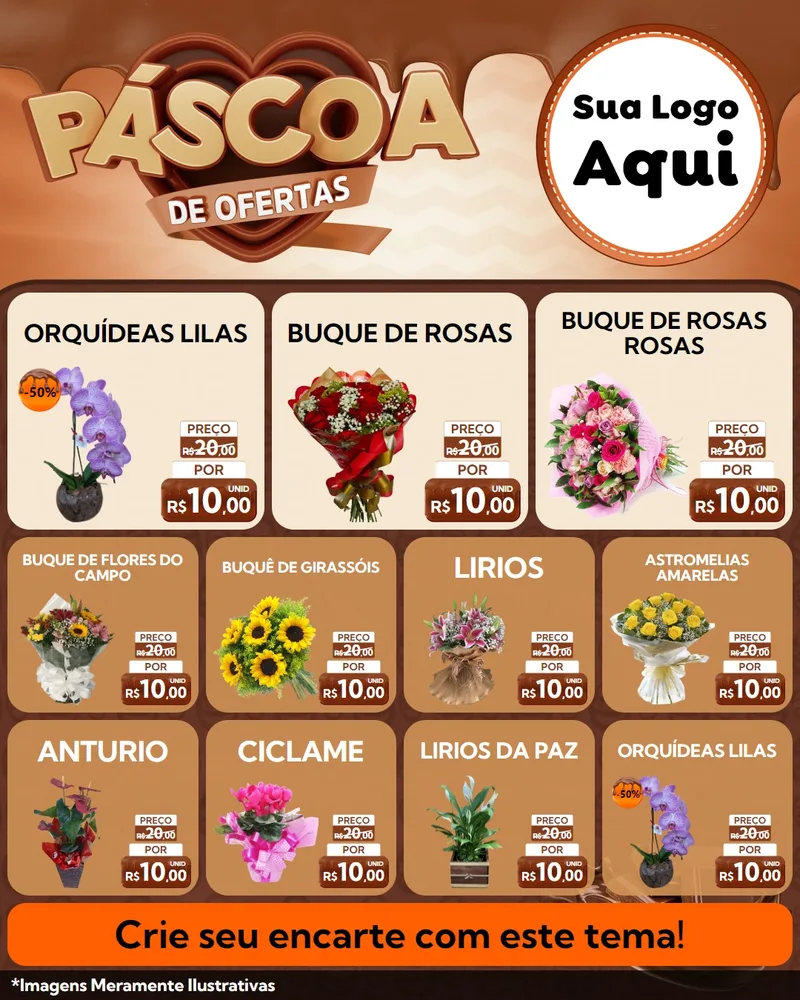 Modelo de Rede Social para Feed Instagram com o tema Páscoa de Ofertas para Floricultura e jardim