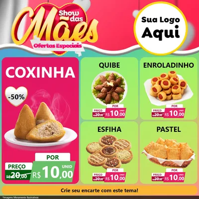 Modelo de Rede Social para Feed Facebook com o tema Show das Mães - Ofertas Especiais para Salgadaria