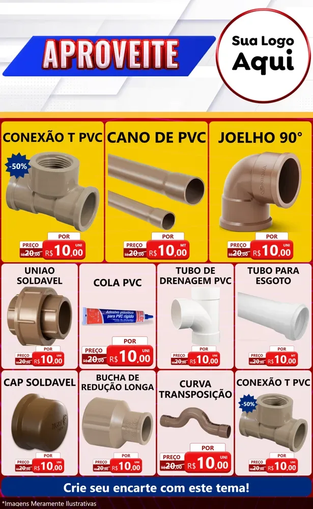 Modelo de Encarte para Encarte Grande com o tema Aproveite para Tubos e conexões