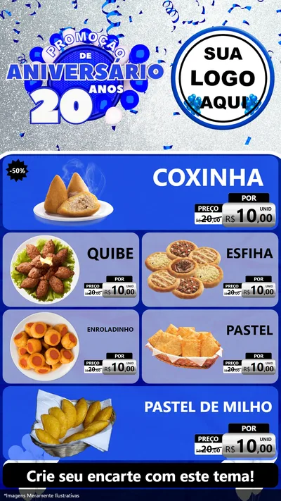 Modelo de TV para TV Vertical com o tema Promoção de Aniversário - 20 Anos para Salgadaria
