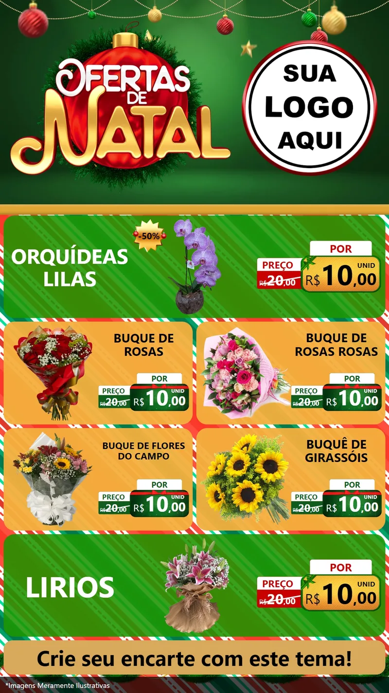 Modelo de TV para TV Vertical com o tema Ofertas de Natal para Floricultura e jardim