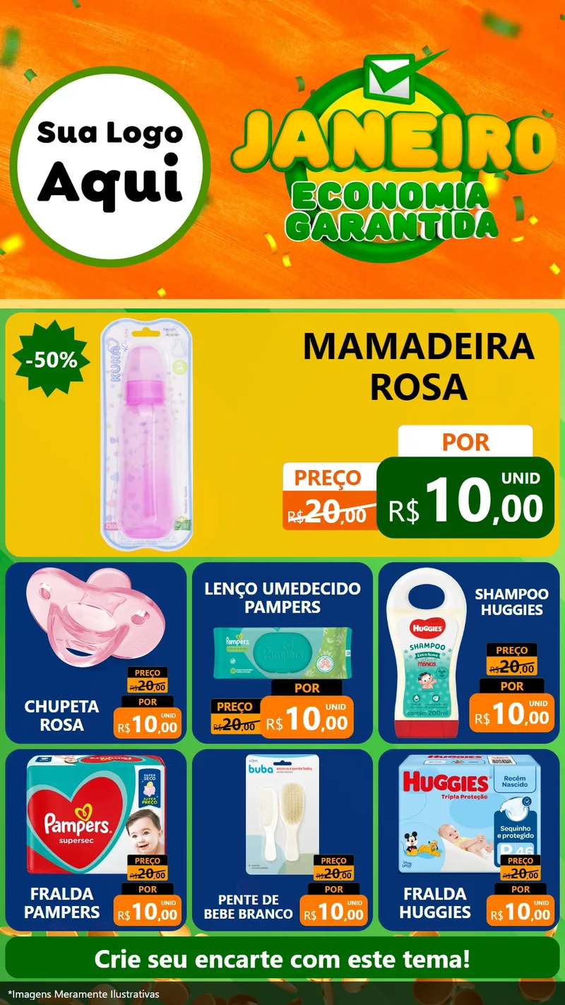 Modelo de Rede Social para Stories com o tema Janeiro - Economia Garantida para Bebês