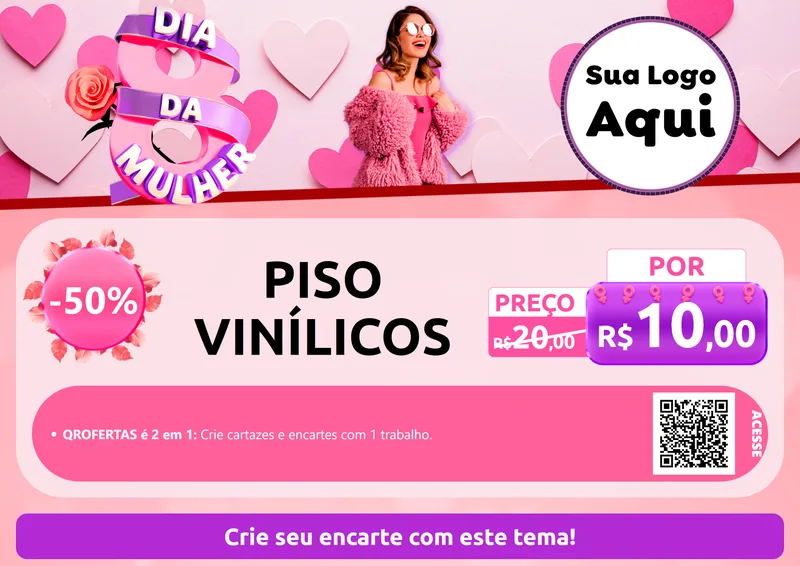 Modelo de Cartaz para Cartaz A4 Horizontal com o tema Dia da Mulher para Material para Construção