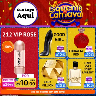 Modelo de Rede Social para Feed Facebook com o tema Esquenta de Carnaval para Perfumes