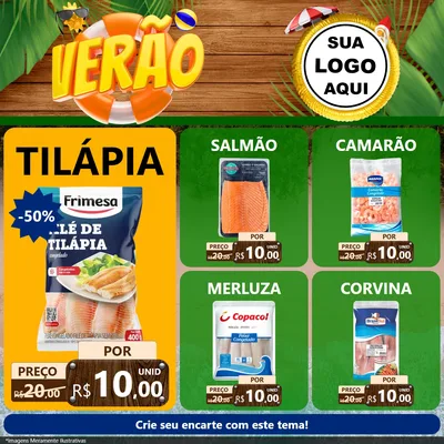 Modelo de Rede Social para Feed Facebook com o tema Verão para Peixaria