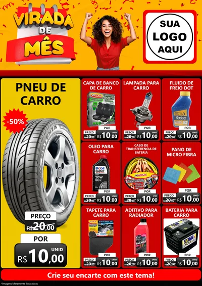 Modelo de Encarte para Encarte A4 Vertical com o tema Virada de Mês para Auto peças