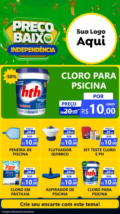 Modelo de Rede Social para Stories com o tema Preço Baixo de Independência para Produtos para Piscina