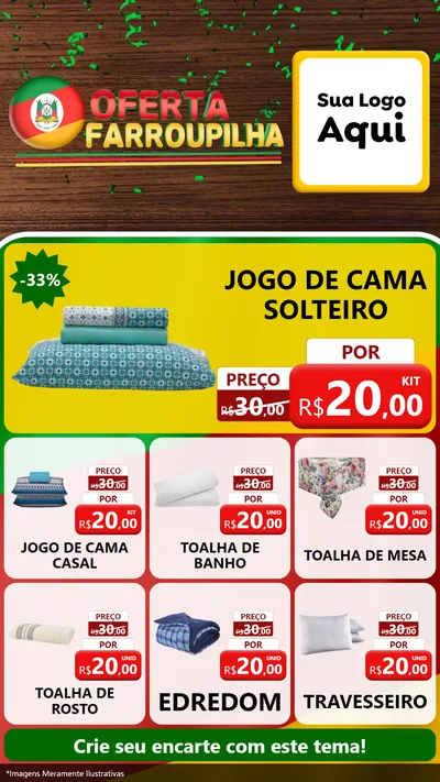 Modelo de Rede Social para Stories com o tema Oferta Farroupilha para Cama, Mesa e Banho