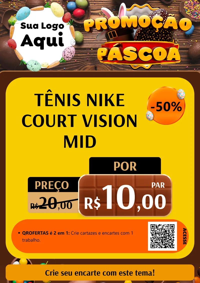 Modelo de Cartaz para Cartaz A4 Vertical com o tema Promoção Páscoa para Calçados