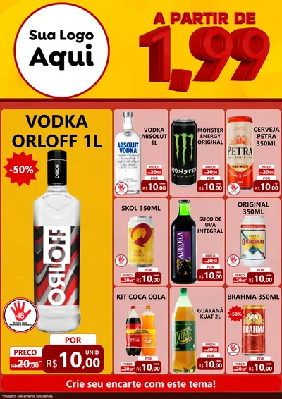 Modelo de Encarte para Encarte A4 Vertical com o tema A Partir de Um e Noventa e Nove - 1,99 para Distribuidora de bebidas