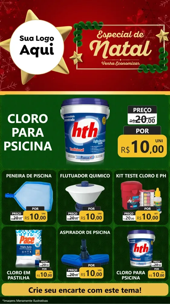 Modelo de Rede Social para Stories com o tema Especial de Natal para Produtos para Piscina