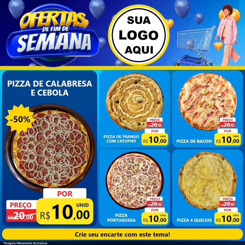 Modelo de Rede Social para Feed Facebook com o tema Ofertas de Fim de Semana para Pizzaria
