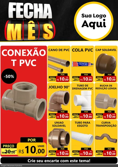 Modelo de Encarte para Encarte A4 Vertical com o tema Fecha Mês para Tubos e conexões
