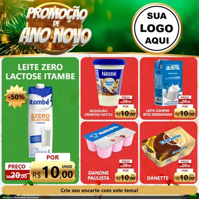 Modelo de Rede Social para Feed Facebook com o tema Promoção de Ano Novo para Frios e Laticínios