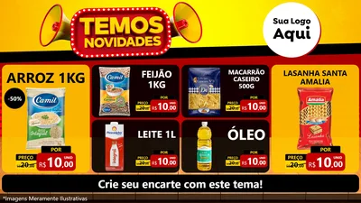 Modelo de TV para TV Horizontal com o tema Temos Novidades para Supermercado
