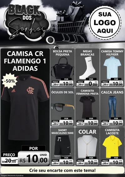 Modelo de Encarte para Encarte A4 Vertical com o tema Black dos Sonhos para Roupas e acessórios