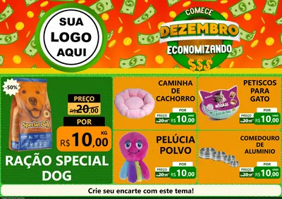 Modelo de Encarte para Encarte A4 Horizontal com o tema Comece Dezembro Economizando para Pet Shop